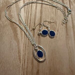 Elegant Silver and Blue Enamel Jewelry Set